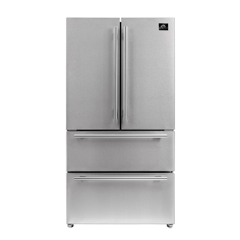 Forno 4-Piece Appliance Package - 48-Inch Gas Range, Refrigerator, Microwave Drawer, & 3-Rack Dishwasher in Stainless Steel