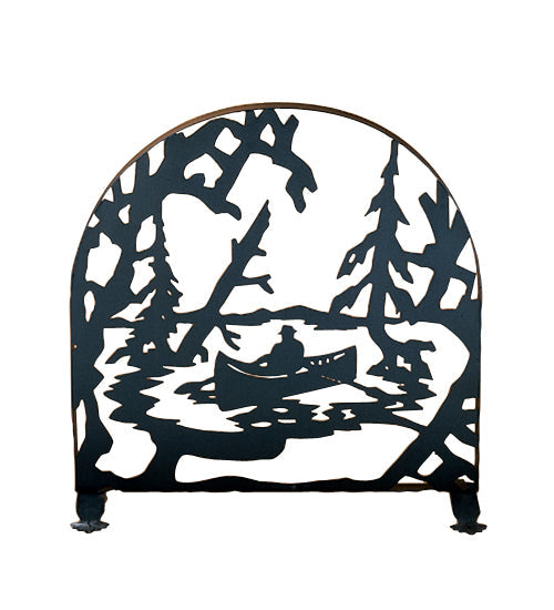 Meyda 30"W X 30"H Canoe At Lake Arched Fireplace Screen '22387