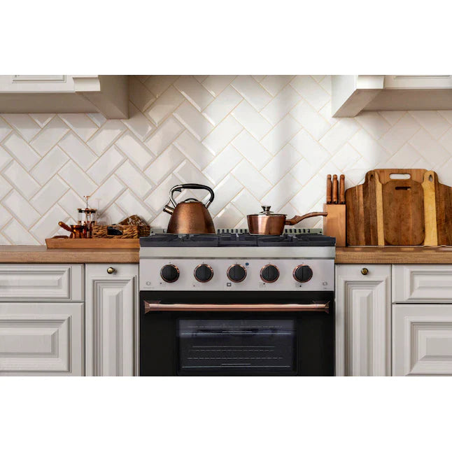 Kucht Signature 36-Inch Gas Range in Black with Black Knobs & Rose Gold Handle (KNG361-K-ROSE)