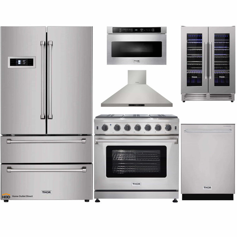 Cosmo 4 Piece Kitchen Appliance Package 36 Electric Cooktop 30 Single  Electric Wall Oven 24 Built-In Microwave Drawer & French Door Refrigerator