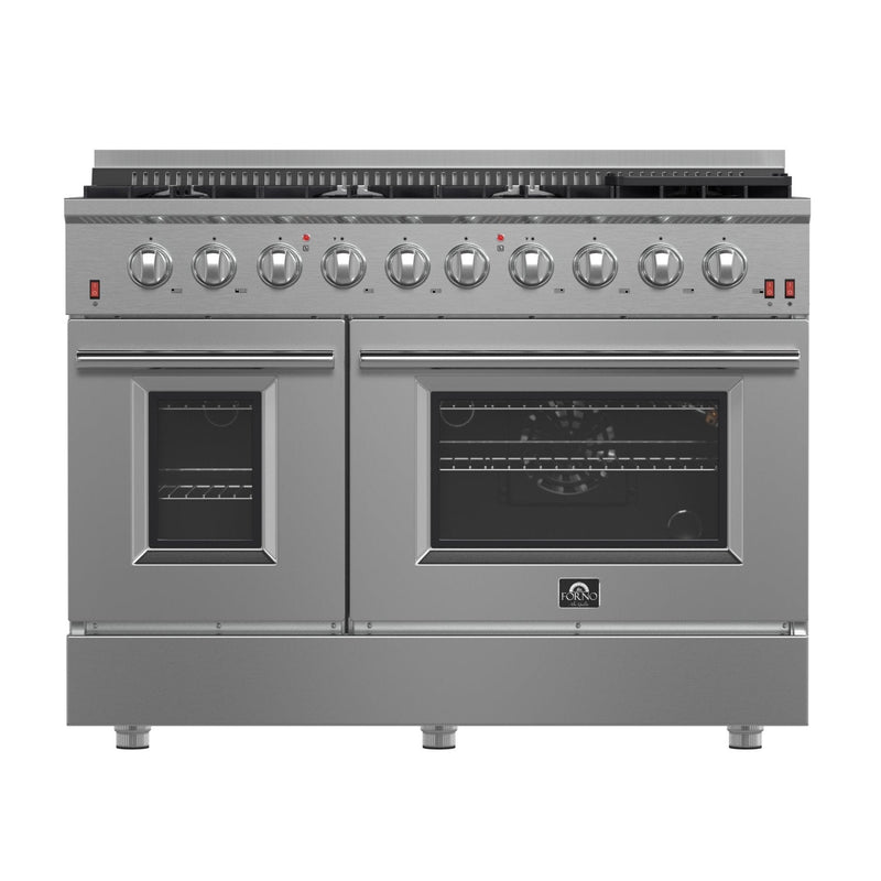 Forno Appliance Package - 48" Gas Burner, Electric Oven Range and 60" Refrigerator, FBDL-005