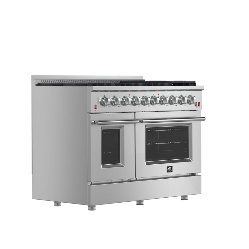 Forno Appliance Package - 48" Gas Burner, Electric Oven Range and 60" Refrigerator, FBDL-005