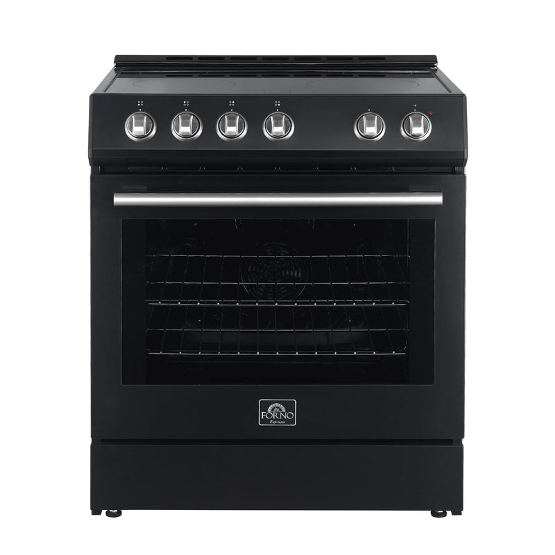 Forno Espresso Package - 30" Electric Range and Range Hood in Stainless Steel, Black, or White with Accents