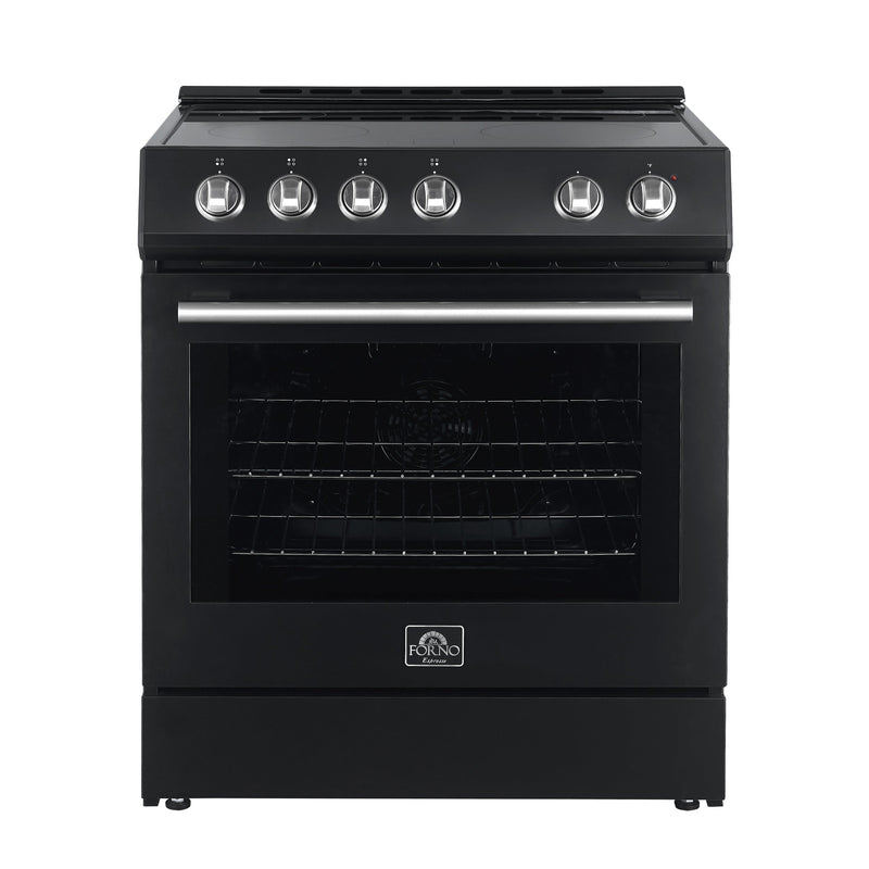 Forno Espresso Package - 30" Electric Range, Range Hood, Refrigerator and Dishwasher in Stainless, White, or Black