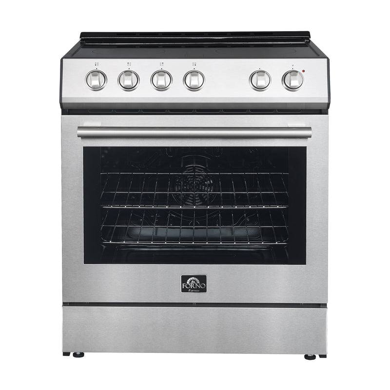 Forno Espresso Package - 30" Electric Range and Refrigerator in Stainless, Black, or White with Accents