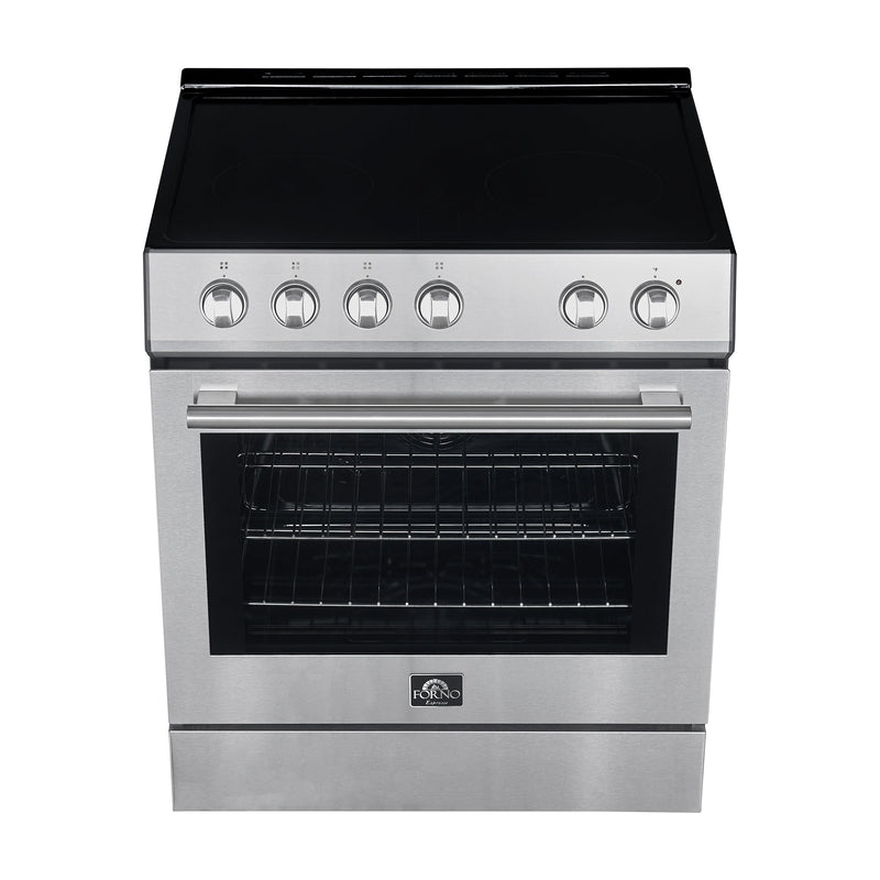 Forno Espresso Package - 30" Electric Range and Range Hood in Stainless Steel, Black, or White with Accents