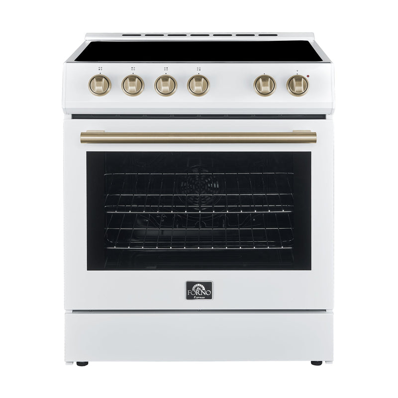 Forno Espresso Package - 30" Electric Range and Range Hood in Stainless Steel, Black, or White with Accents