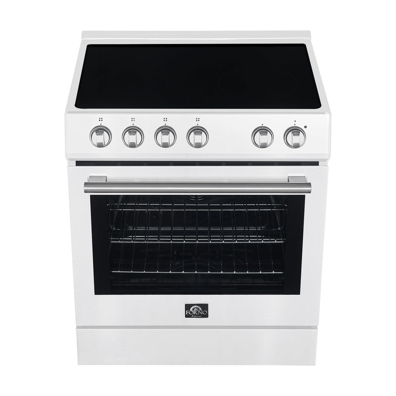 Forno Espresso Package - 30" Electric Range, Range Hood, Refrigerator and Dishwasher in Stainless, White, or Black