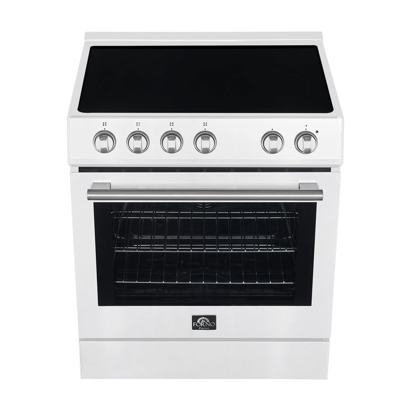 Forno Espresso Package - 30" Electric Range and Range Hood in Stainless Steel, Black, or White with Accents