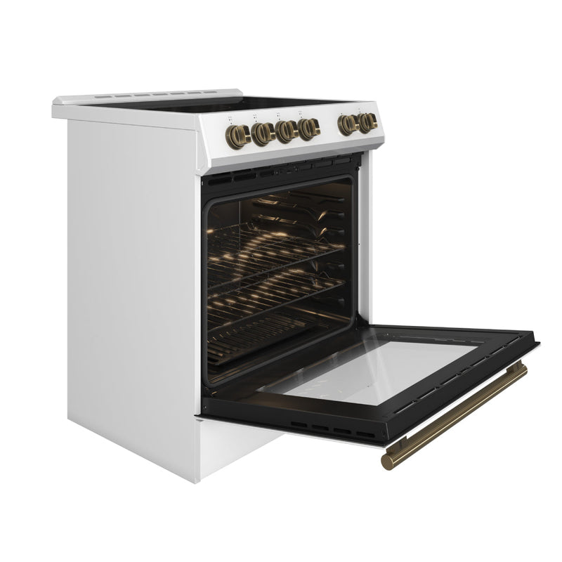 Forno Espresso Package - 30" Electric Range and Refrigerator in Stainless, Black, or White with Accents