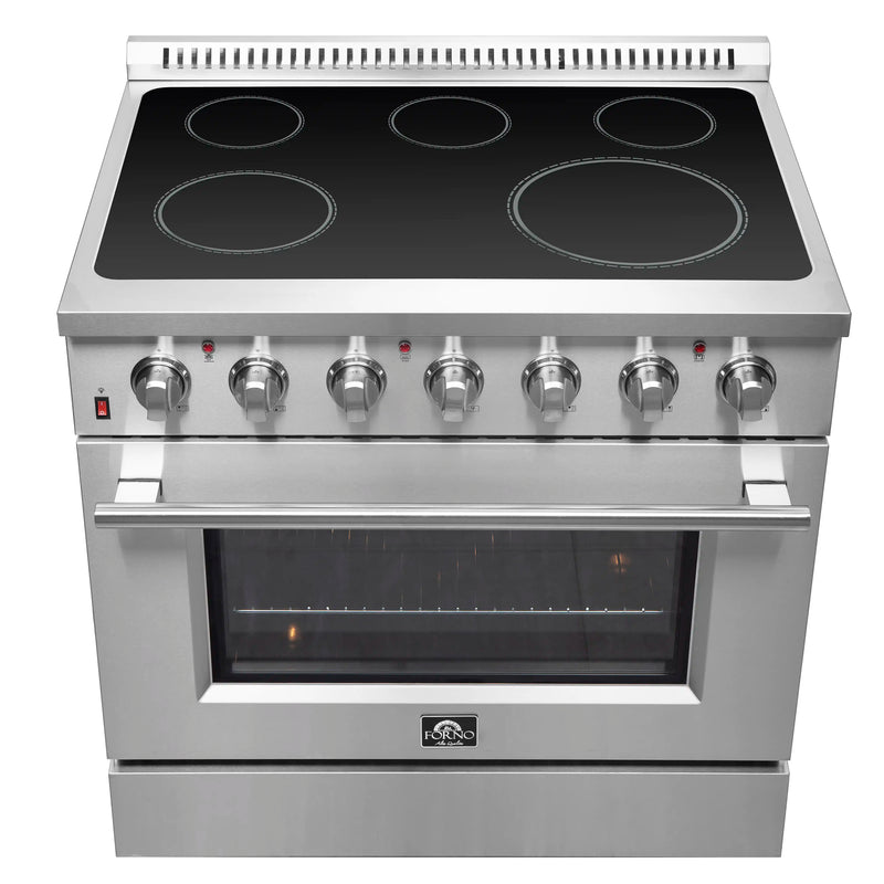 Forno 3-Piece Appliance Package - 36-Inch Electric Range, French Door Refrigerator, and Dishwasher in Stainless Steel