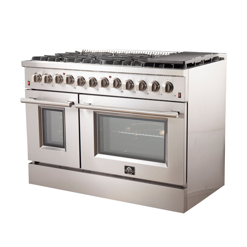 Forno Appliance Package - 48" Gas Burner, Electric Oven Range and 60" Refrigerator, FBDL-005