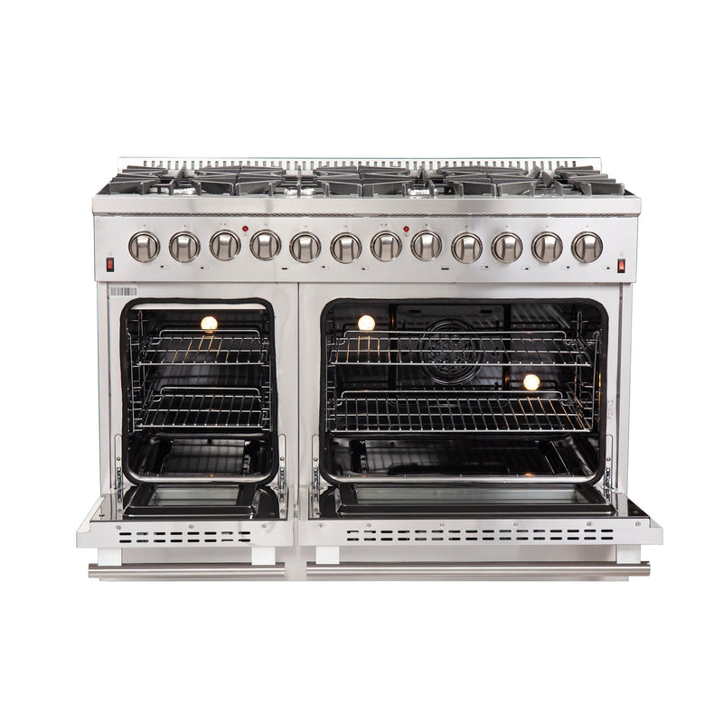 Forno Appliance Package - 48" Gas Burner, Electric Oven Range and 60" Refrigerator, FBDL-005