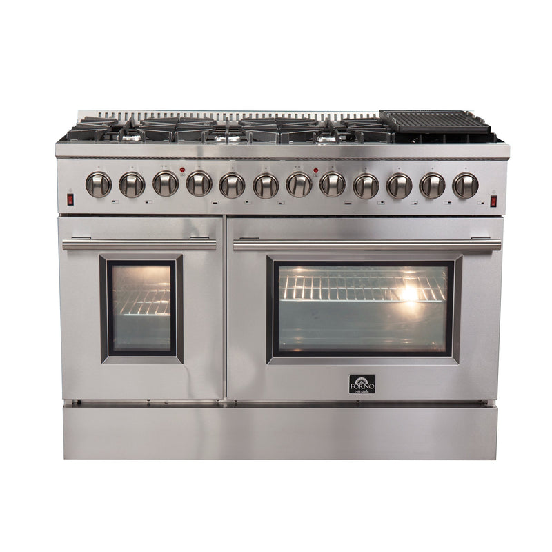 Forno Appliance Package - 48" Gas Burner, Electric Oven Range and 60" Refrigerator, FBDL-005