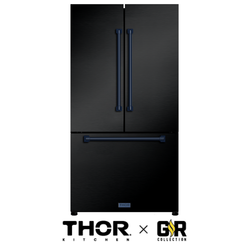 Gordon Ramsay by THOR Kitchen Package - 30" Gas Range, 36" Refrigerator with Ice Maker and Dishwasher in Stainless Steel with Black Accents, AP-RSG30B-2