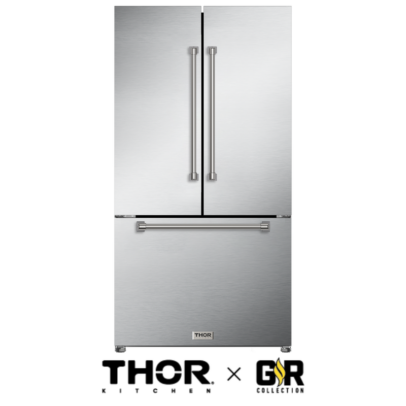 Gordon Ramsay by THOR Kitchen Package - 30" Electric Range, 36" Refrigerator with Ice Maker and Dishwasher in Black Matte with Navy Blue Accents, AP-RSE30-2