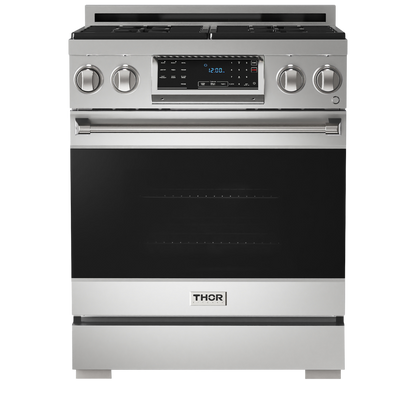 Gordon Ramsay by THOR Kitchen 30" 4.55 cu. ft. Professional Natural Gas Range with Tilt Panel Touch Control and Self-Clean in Stainless Steel, RSG30