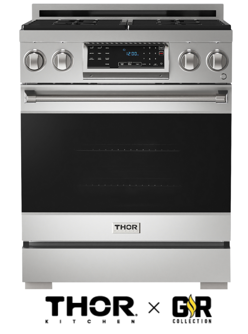 Gordon Ramsay by THOR Kitchen 30" 4.55 cu. ft. Professional Natural Gas Range with Tilt Panel Touch Control and Self-Clean in Stainless Steel, RSG30