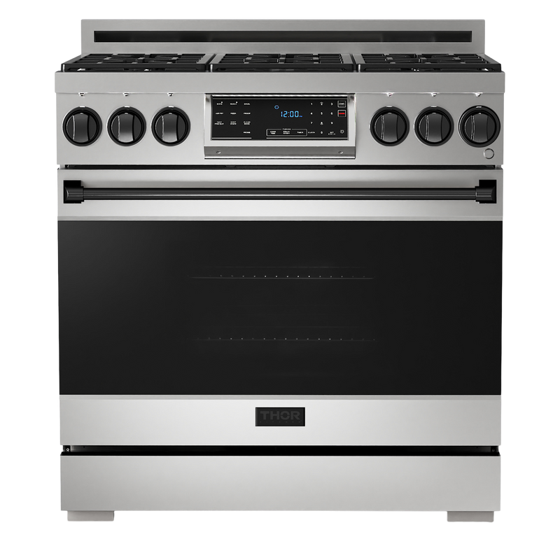 Gordon Ramsay by THOR Kitchen 36" 6.0 cu. ft. Professional Natural Gas Range with Tilt Panel Touch Control, Self-Clean and Air Fry in Stainless Steel, RSG36