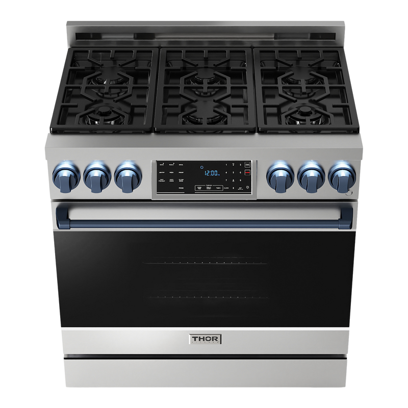 Gordon Ramsay by THOR Kitchen 36" 6.0 cu. ft. Professional Natural Gas Range with Tilt Panel Touch Control, Self-Clean and Air Fry in Stainless Steel, RSG36