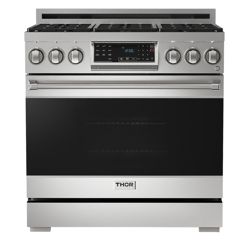 Gordon Ramsay by THOR Kitchen 36" 6.0 cu. ft. Professional Natural Gas Range with Tilt Panel Touch Control, Self-Clean and Air Fry in Stainless Steel, RSG36