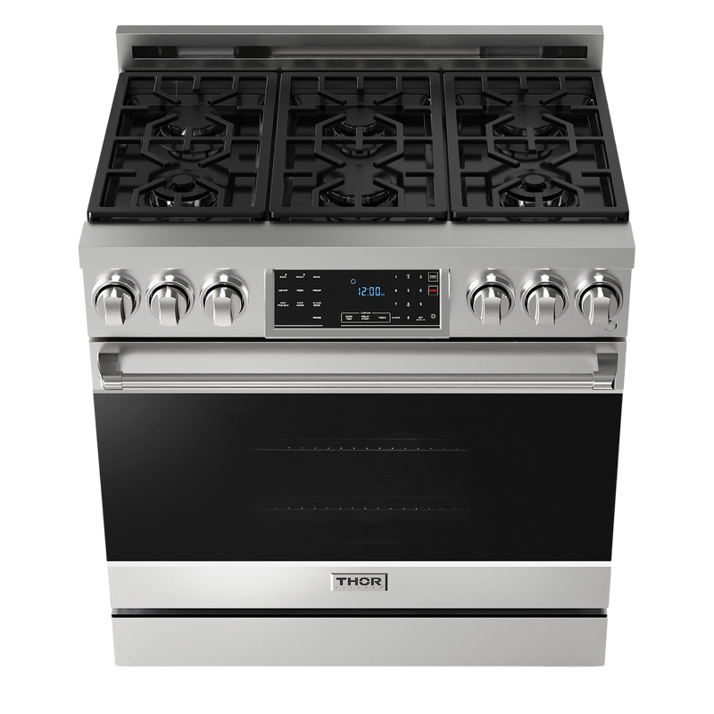 Gordon Ramsay by THOR Kitchen 36" 6.0 cu. ft. Professional Natural Gas Range with Tilt Panel Touch Control, Self-Clean and Air Fry in Stainless Steel, RSG36