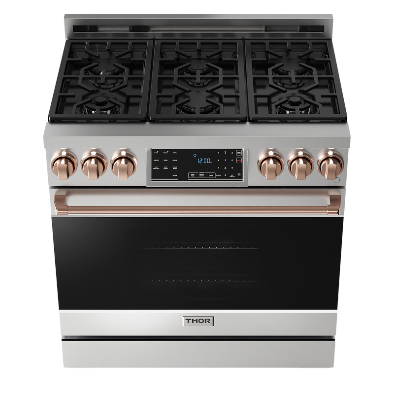 Gordon Ramsay by THOR Kitchen 36" 6.0 cu. ft. Professional Natural Gas Range with Tilt Panel Touch Control, Self-Clean and Air Fry in Stainless Steel, RSG36