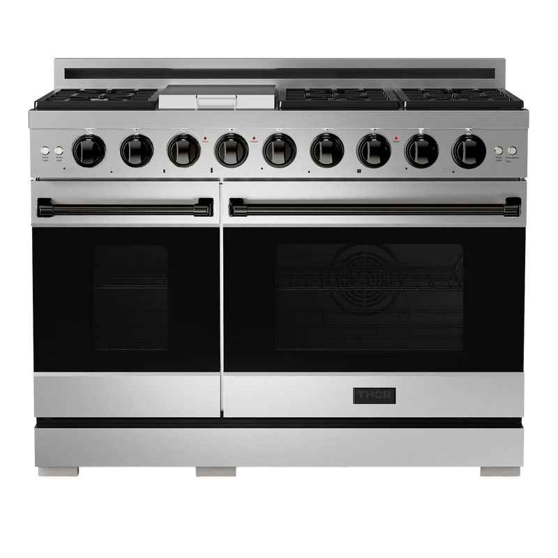 Gordon Ramsay by THOR Kitchen Package - 48" Gas Range, 36" Refrigerator with Ice Maker and Dishwasher in Stainless Steel, AP-RSG48E-2