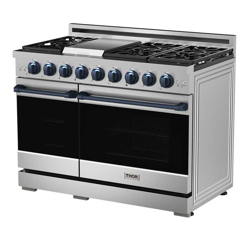 Gordon Ramsay by THOR Kitchen Package - 48" Gas Range, 30" Refrigerator with Ice Maker and Dishwasher in Stainless Steel, AP-RSG48E-1