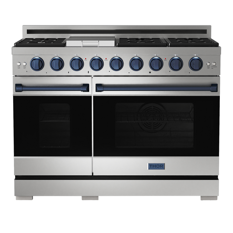 Gordon Ramsay by THOR Kitchen Package - 48" Gas Range, 36" Refrigerator with Ice Maker and Dishwasher in Stainless Steel, AP-RSG48E-2