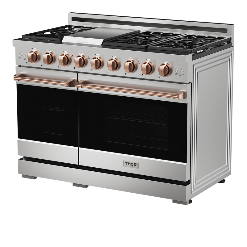 Gordon Ramsay by THOR Kitchen Package - 48" Gas Range, 36" Refrigerator with Ice Maker and Dishwasher in Stainless Steel, AP-RSG48E-2