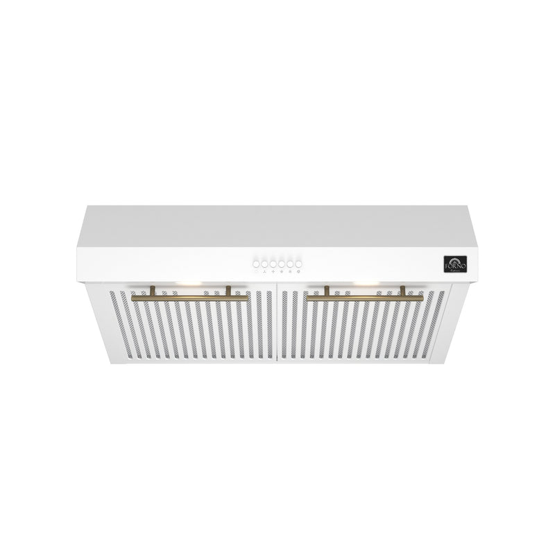 Forno Espresso Package - 30" Electric Range and Range Hood in Stainless Steel, Black, or White with Accents