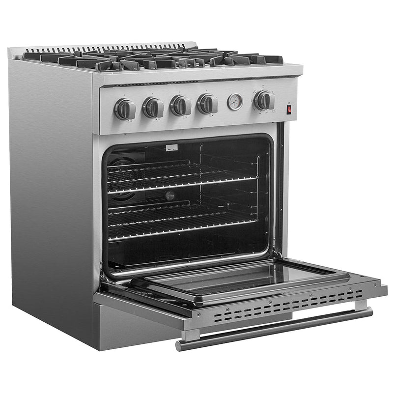 Forno 30" 4.32 cu.ft. Gas Range with 4 Burners and Built-In Temperature Gauge, FFSGS6277-30