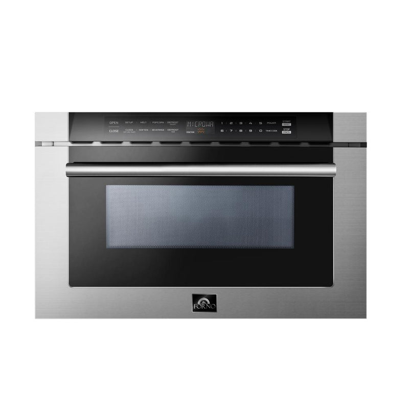 Forno 4-Piece Pro Appliance Package - 30-Inch Dual Fuel Range, Refrigerator, Microwave Drawer, & 3-Rack Dishwasher in Stainless Steel