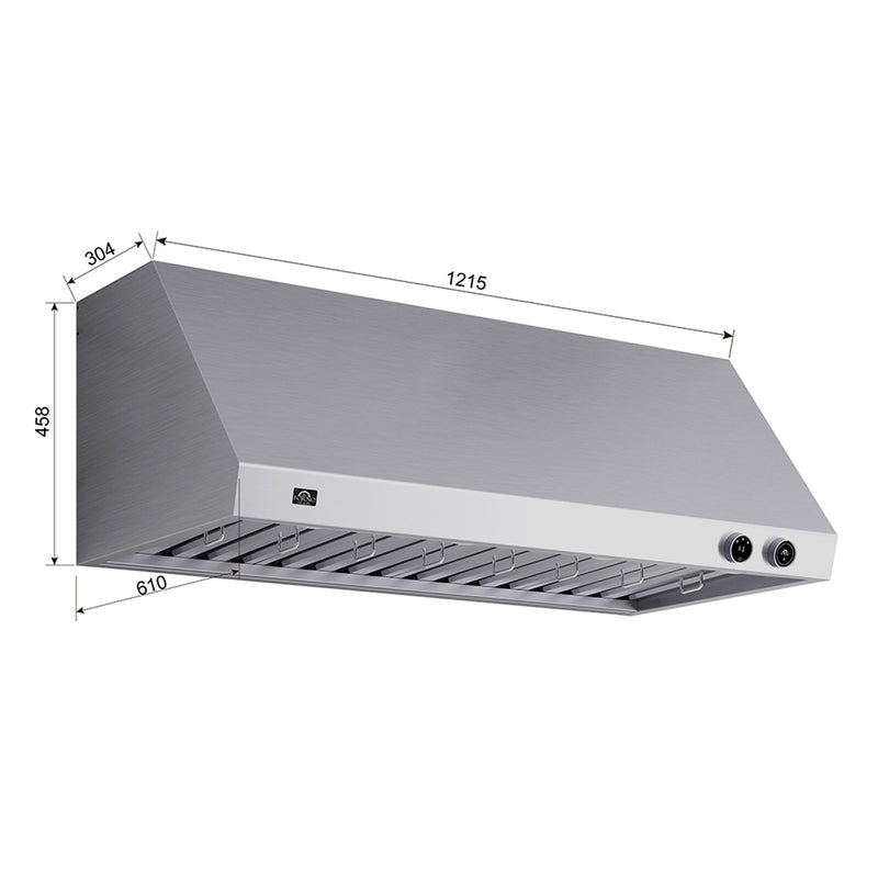 FORNO Biagio 48'' 1,200 CFM Wall Mount Range Hood in Stainless Steel, FRHWM5009-48