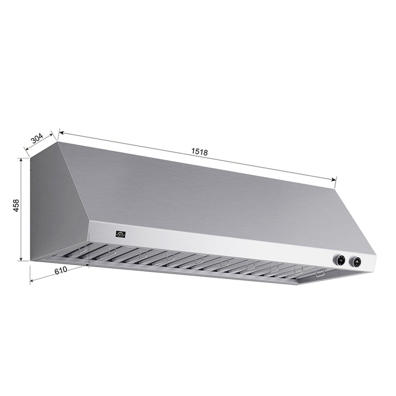 FORNO Biagio 60'' 1,200 CFM Wall Mount Range Hood in Stainless Steel, FRHWM5009-60