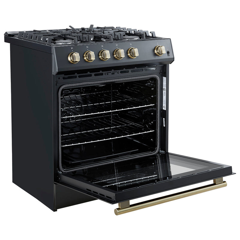 Forno Espresso 30” Gas Range in Stainless Steel with Silver Handles, FFSGS1116-30