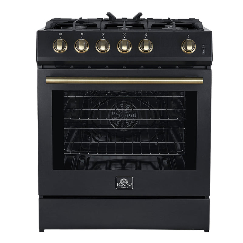 Forno Espresso 30” Gas Range in Stainless Steel with Silver Handles, FFSGS1116-30