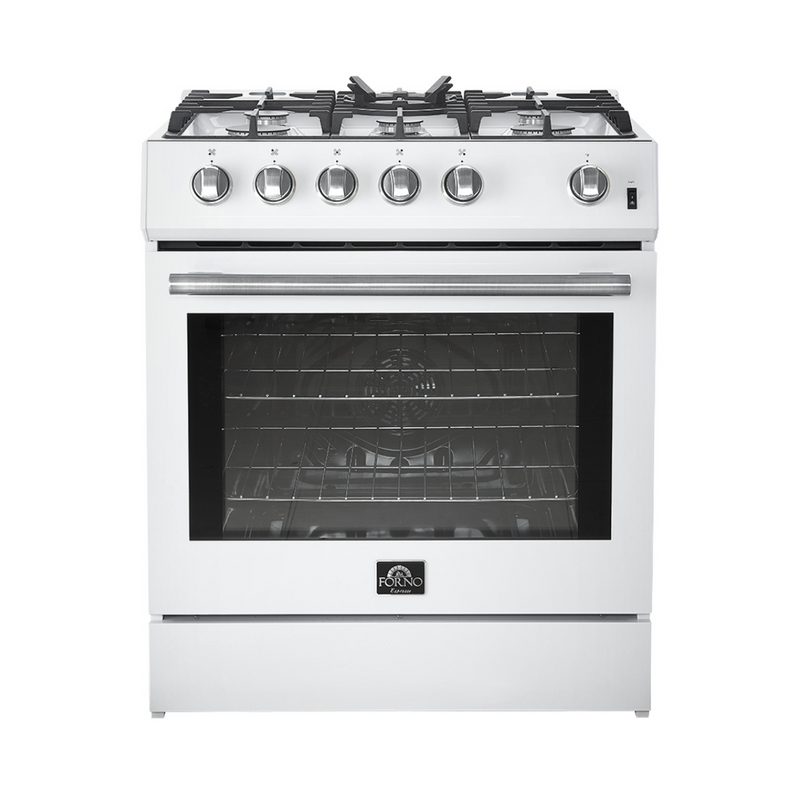 Forno Espresso 30” Gas Range in Stainless Steel with Silver Handles, FFSGS1116-30