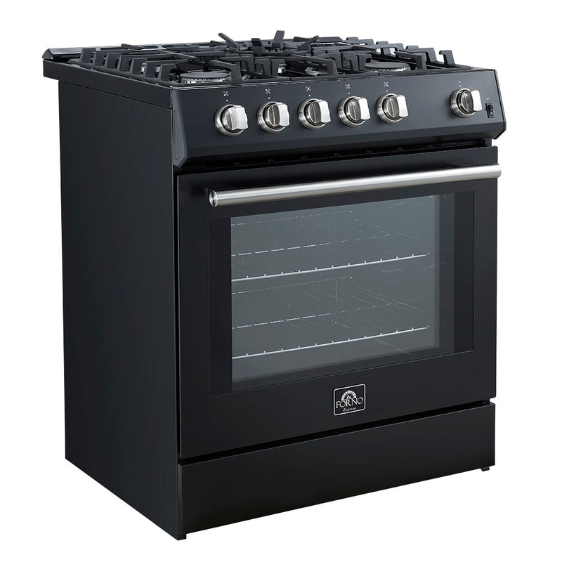 Forno Espresso 30” Gas Range in Stainless Steel with Silver Handles, FFSGS1116-30