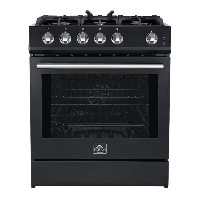 Forno Espresso 30” Gas Range in Stainless Steel with Silver Handles, FFSGS1116-30