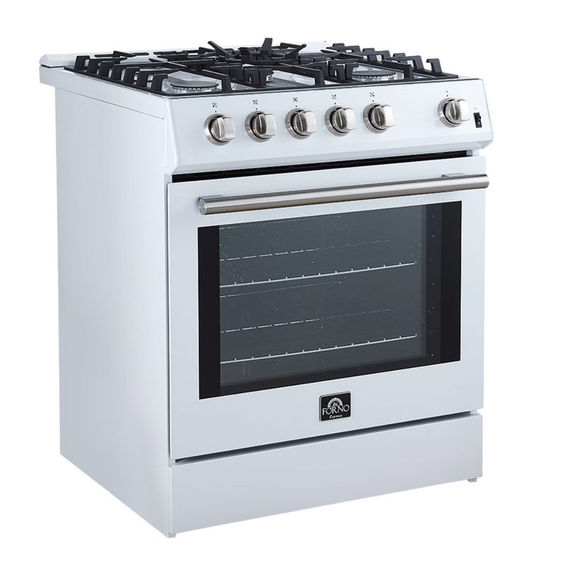 Forno Espresso 30” Gas Range in Stainless Steel with Silver Handles, FFSGS1116-30