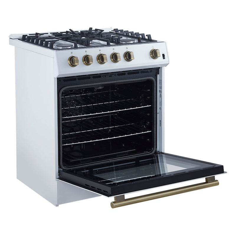 Forno Espresso 30” Gas Range in Stainless Steel with Silver Handles, FFSGS1116-30