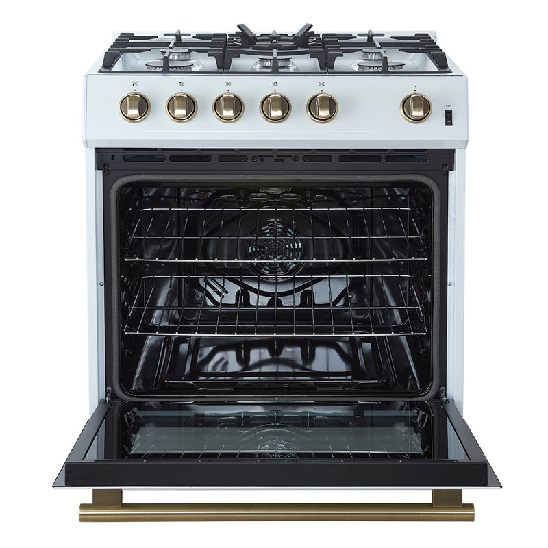 Forno Espresso 30” Gas Range in Stainless Steel with Silver Handles, FFSGS1116-30