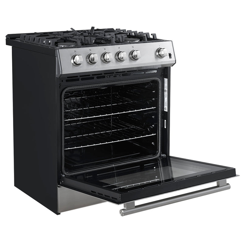 Forno Espresso 30” Gas Range in Stainless Steel with Silver Handles, FFSGS1116-30