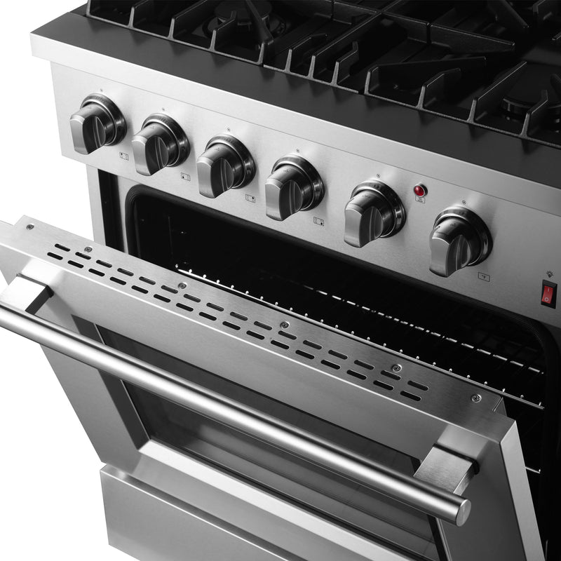 FORNO Marco 30" 4.32 cu. ft. Dual Fuel Range in Stainless Steel with 4 Sealed Burners, FFSGS6197-30