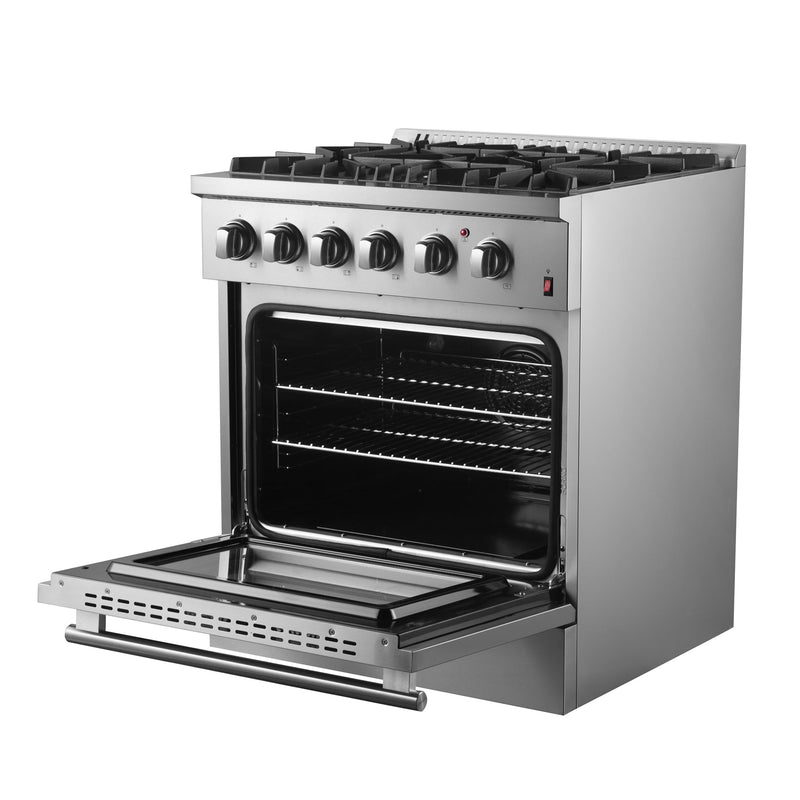 FORNO Marco 30" 4.32 cu. ft. Dual Fuel Range in Stainless Steel with 4 Sealed Burners, FFSGS6197-30