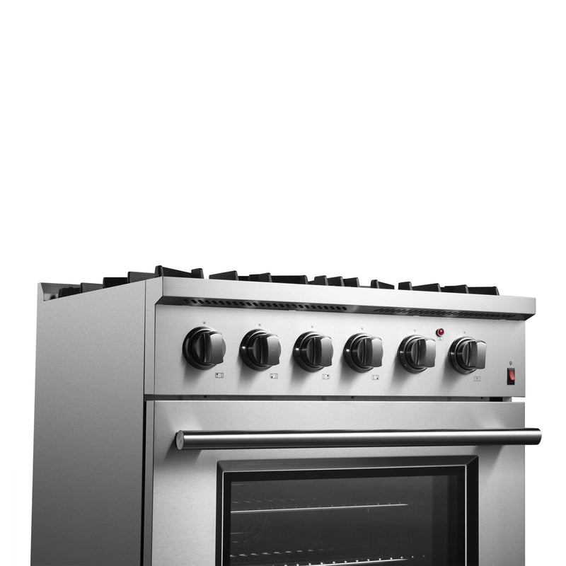 FORNO Marco 30" 4.32 cu. ft. Dual Fuel Range in Stainless Steel with 4 Sealed Burners, FFSGS6197-30