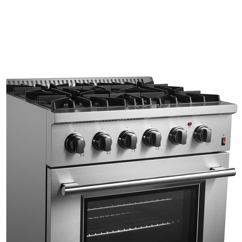 FORNO Marco 30" 4.32 cu. ft. Dual Fuel Range in Stainless Steel with 4 Sealed Burners, FFSGS6197-30