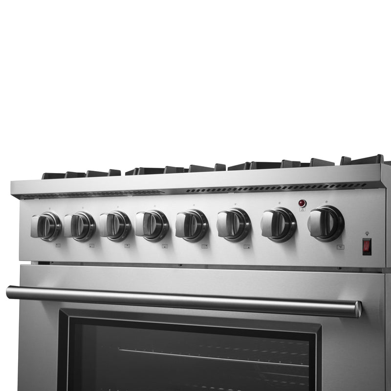 FORNO Marco 36" 5.36 cu. ft. Dual Fuel Range in Stainless Steel with 6 Sealed Burners, FFSGS6197-36